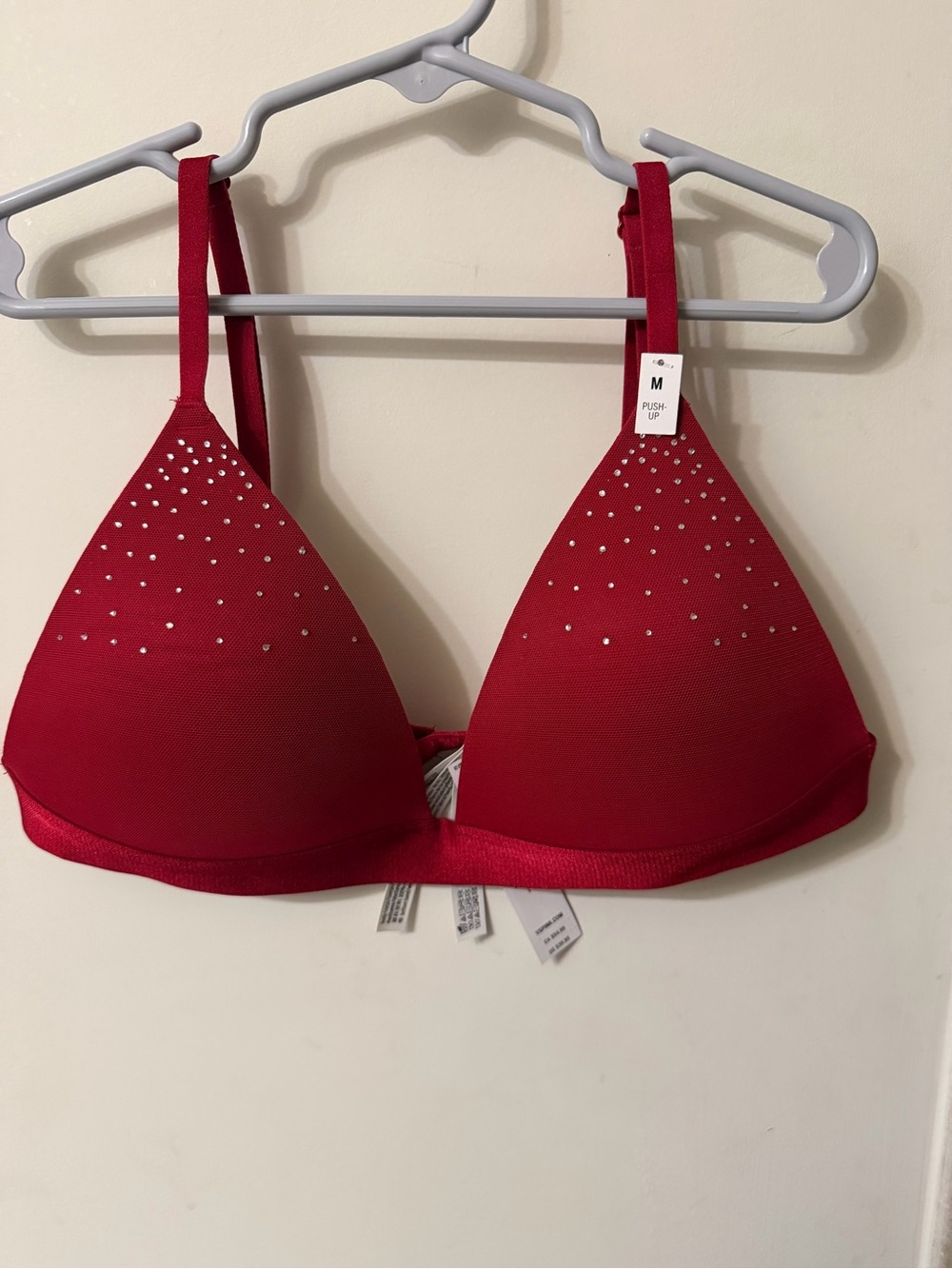 PINK Victoria's Secret Red Rhinestone Push-Up Bra